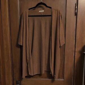 Brown Suede Draped Cardigan